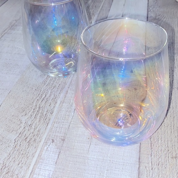 Set of two large size items iridescent stemless wine glasses - Picture 2 of 7